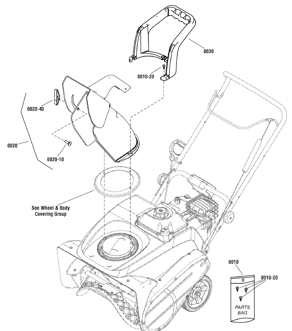 Chute Group - Manual Diagram and Parts List for 1695886-MS55800  Briggs and Stratton Snow Blower